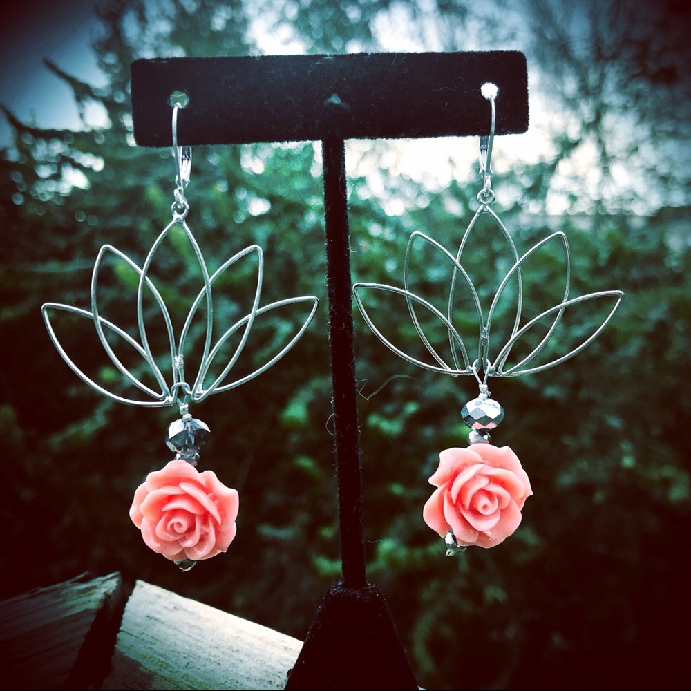 Pink Lotus Earrings